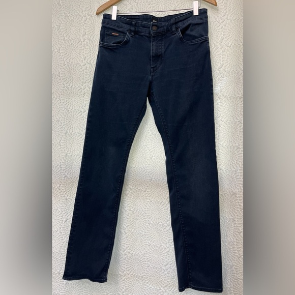 Boss Hugo Boss Jeans Size 30 X 32 Dark Wash Skinny School Preppy Logo Designer - Picture 1 of 16